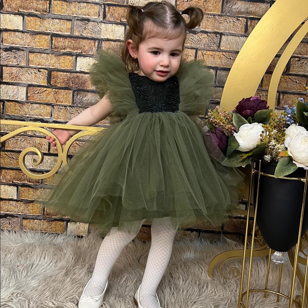 Flower Girls Tutu Tulle Dress for Girls Wedding Birthday , Holiday, Photo shoot